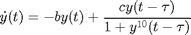 $$\dot{y}(t)=-by(t)+\frac{cy(t-\tau)}{1+y^{10}(t-\tau)}$$